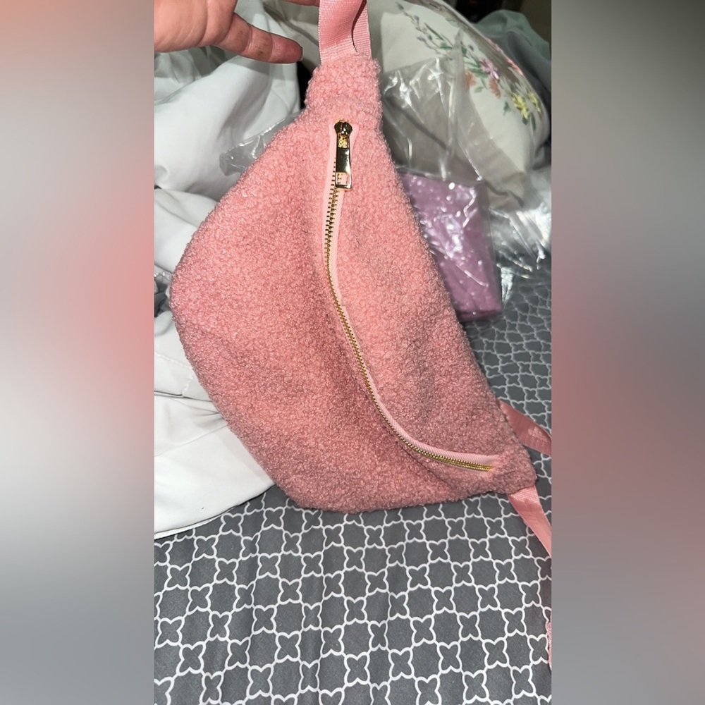 Pink Sherpa belt bag